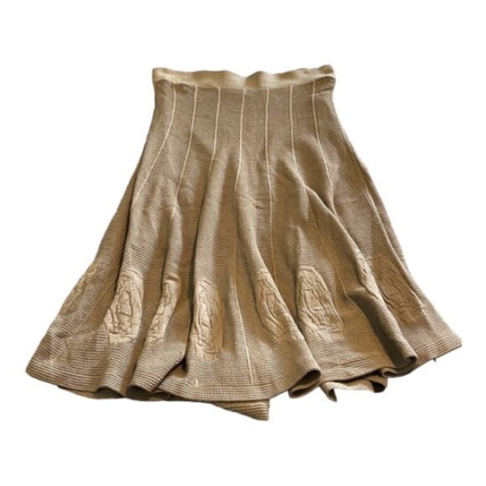CAELIAN BEIGE A-LINE 28" KNIT SKIRT SIZE SMALL EUC #2916